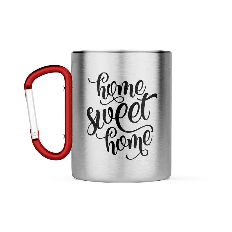 Tasse à café double paroi en inox avec Mousqueton personnalisable avec texte, photo et logo · 20 cl Tasse à café double paroi en inox avec Mousqueton personnalisable avec texte, photo et logo · 20 cl