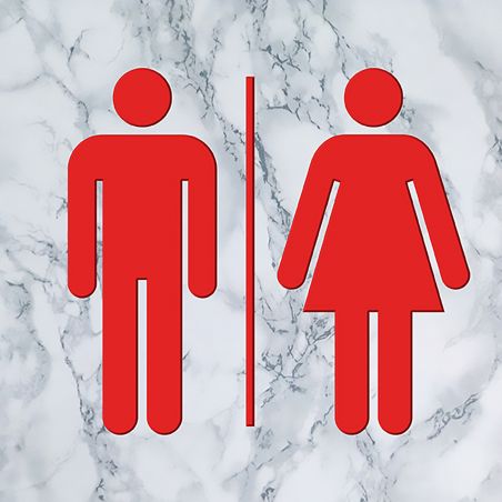 Panneau pictogramme de signalisation · Toilettes Mixtes | Texture Marbre Rouge