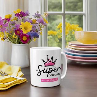 Mug insolite Super Connasse pour Femme - Cadeau rigolo pour sa chérie - 33 cL, Céramique - Mug imprimé en France