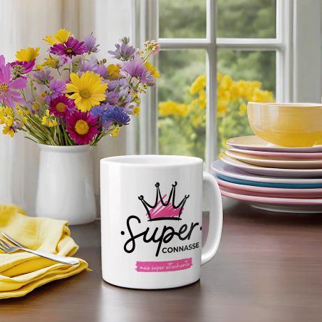 Mug insolite Super Connasse pour Femme - Cadeau rigolo pour sa chérie - 33 cL, Céramique - Mug imprimé en France