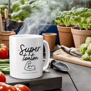 Mug à café Super Tonton - Cadeau pour Anniversaire de son oncle ou Noël - Mug cadeau rigolo Tonton - 33 cl, Céramique - Imprimé 
