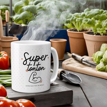 Mug à café Super Tonton - Cadeau pour Anniversaire de son oncle ou Noël - Mug cadeau rigolo Tonton - 33 cl, Céramique - Imprimé 