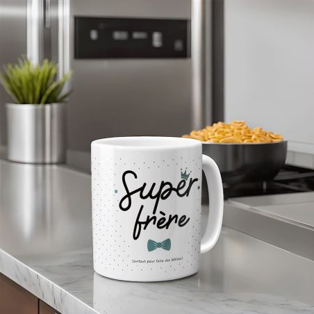 Mug Super Frère - Tasse cadeau Anniversaire ou Noël - 33 cL, Céramique - Imprimé en France