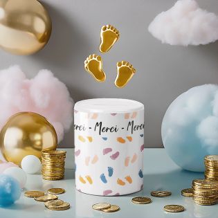 Tirelire pourboire - Tips - Empreintes pieds bébé - Puériculture - Crèche