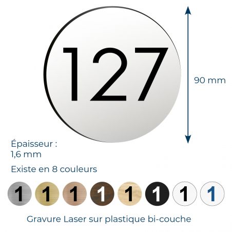 Numéro chambre d'hôtel Rond9 cm - Gravure laser 