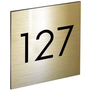 Plaque numéro de chambre d'hôtel Carré 9 x 9 cm - Gravure laser - 8 couleurs Adhésive - Plaque en plastique avec adhésif puissan