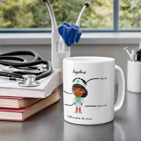 Mug personnalisé original pour collègue | Médical - Infirmière - médecin - 33 cl, Céramique - Imprimé en France