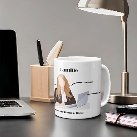 Mug personnalisé · femme active | Business woman - 33 cl, Céramique - Imprimé en France