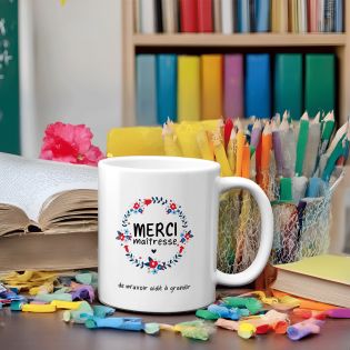 Personalized Thank You Teacher mug with flower crown · Super Mistress end of school year gift idea