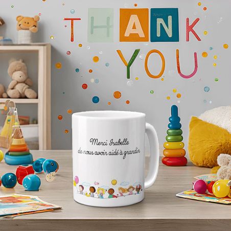 “Thank you” mug for customizable nanny with first name · Personalized thank you nanny gift