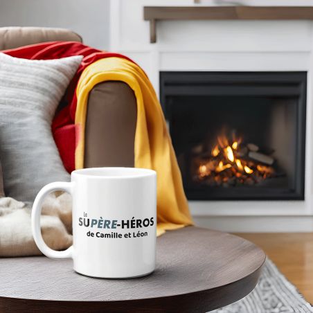 Mug en céramique blanc personnalisé avec Texte · Supère-Héros - 33 cl, Céramique - Imprimé en France
