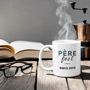 Personalized white ceramic mug with Text · Father-fect · Father's Day or Birthday gift