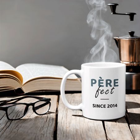 Personalized white ceramic mug with Text · Father-fect · Father's Day or Birthday gift
