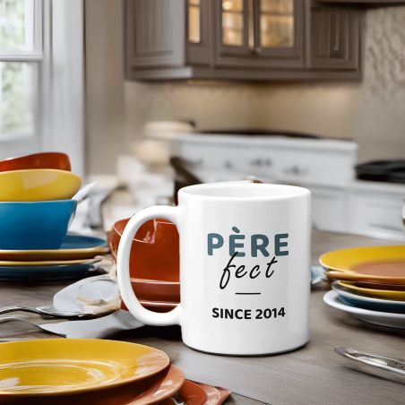 Personalized white ceramic mug with Text · Father-fect · Father's Day or Birthday gift