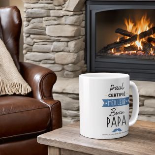 mugs et tasses à café : Mug personnalisable en céramique - Meilleur Beau Papa - 33 cl, Céramique - Imprimé en France