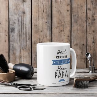 mugs et tasses à café : Mug personnalisable en céramique - Meilleur Beau Papa - 33 cl, Céramique - Imprimé en France