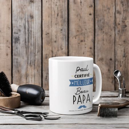 mugs et tasses à café : Mug personnalisable en céramique - Meilleur Beau Papa - 33 cl, Céramique - Imprimé en France
