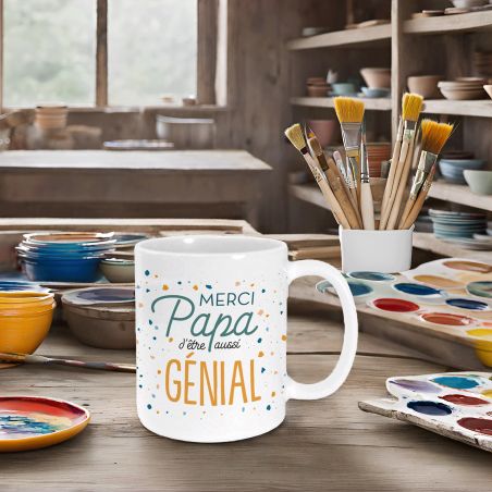 Mug en céramique Merci Papa d'être aussi génial - 33 cl, Céramique - Imprimé en France