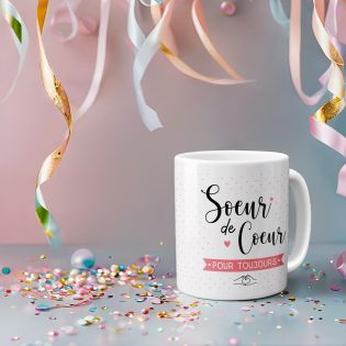 Mug Sœur de Cœur - Tasse cadeauAnniversaire meilleure amie ou Noël - 33 cL, Céramique - Imprimé en France