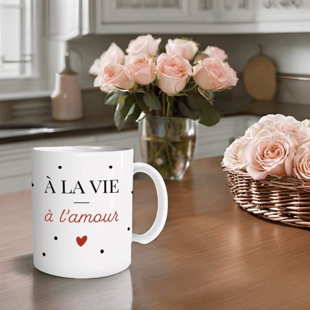 Mug en céramique A la vie, à l'amour - 33 cl, Céramique - Imprimé en France