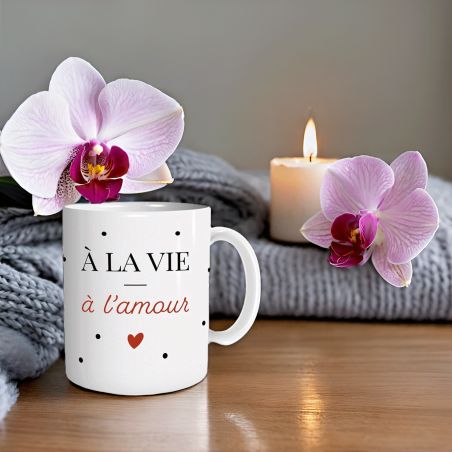 Mug en céramique A la vie, à l'amour - 33 cl, Céramique - Imprimé en France