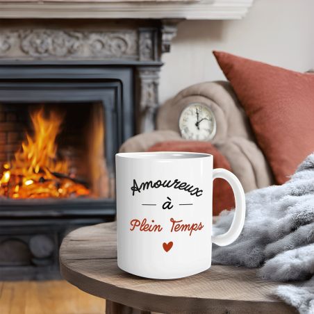 Mug en céramique Amoureux à plein temps - 33 cl, Céramique - Imprimé en France