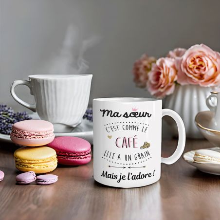 Mug en céramique Ma soeur c'est comme le café - 33 cl, Céramique - Imprimé en France