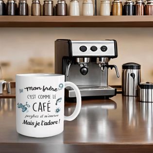 Mug en céramique Mon frère c'est comme le café - 33 cl, Céramique - Imprimé en France