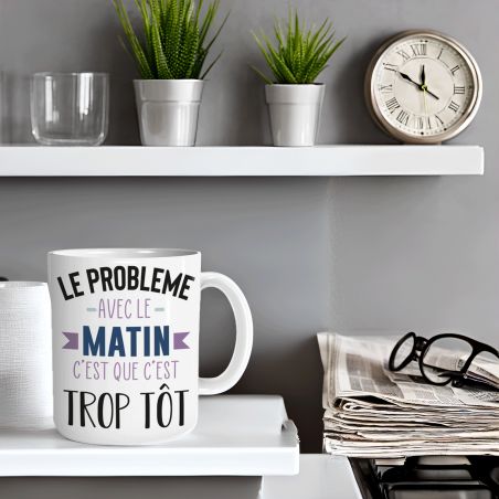 Mug humour Bonne humeur du matin - Ta gueule - Idée cadeau rigolo pour anniversaire - Tasse couple originale Noël 