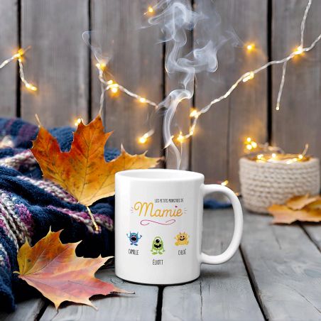 Classic customizable mug with children's first names - Grandma's little monsters