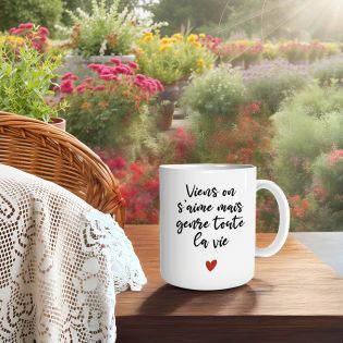 Mug en céramique Viens on s'aime - 33 cl, Céramique - Imprimé en France