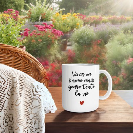 Mug humour Bonne humeur du matin - Ta gueule - Idée cadeau rigolo pour anniversaire - Tasse couple originale Noël 