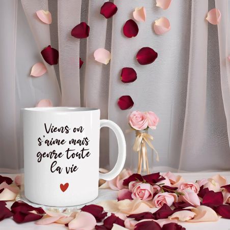 Mug en céramique Viens on s'aime - 33 cl, Céramique - Imprimé en France