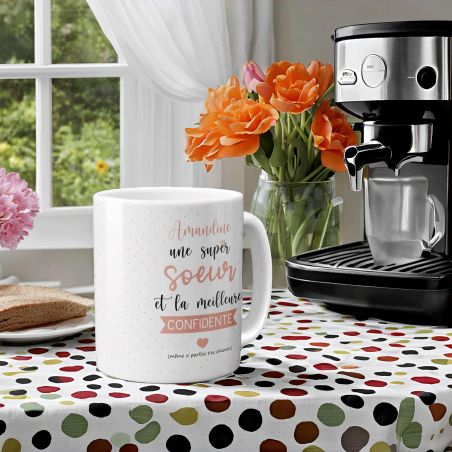 mugs et tasses à café : Mug personnalisable en céramique - Super Sœur - 33 cl, Céramique - Imprimé en France