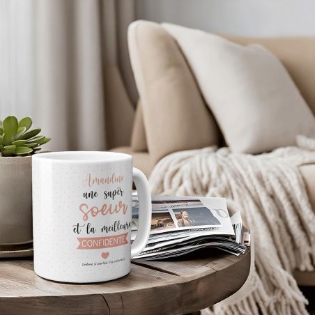 mugs et tasses à café : Mug personnalisable en céramique - Super Sœur - 33 cl, Céramique - Imprimé en France