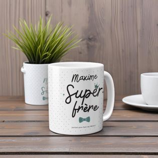 mugs et tasses à café : Mug personnalisable en céramique - Super Frère - 33 cl, Céramique - Imprimé en France