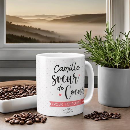 mugs et tasses à café : Mug personnalisable en céramique - Sœur de Cœur - 33 cl, Céramique - Imprimé en France