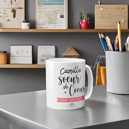 mugs et tasses à café : Mug personnalisable en céramique - Sœur de Cœur - 33 cl, Céramique - Imprimé en France