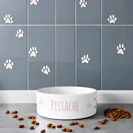 Gamelle en céramique pour chat personnalisée | Motifs nuages