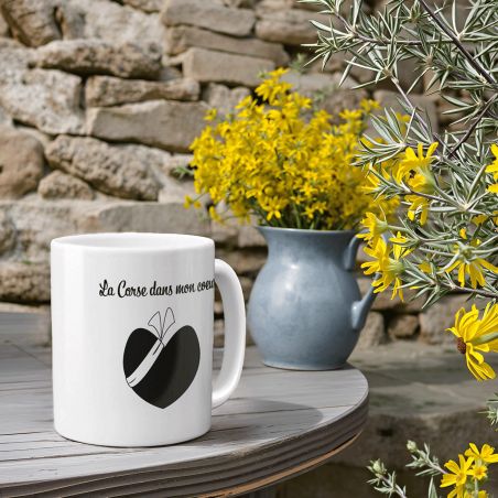 Mug Corse dans mon cœur - Tasse cadeau symbole Corse - 33 cL, Céramique - Imprimé en France