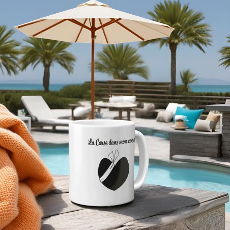 Mug Corse dans mon cœur - Tasse cadeau symbole Corse - 33 cL, Céramique - Imprimé en France