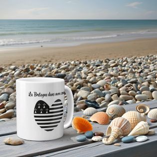 Mug Bretagne dans mon cœur - Tasse cadeau symbole Breton - 33 cl, Céramique - Imprimé en France