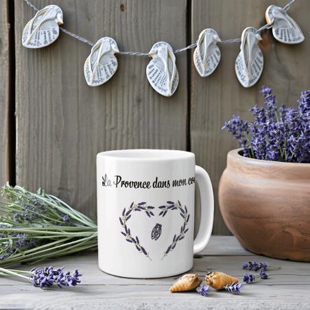 Mug La Provence dans mon cœur - Tasse cadeau symbole Provençal - 33 cL, Céramique - Imprimé en France