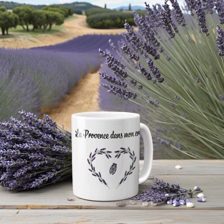 Mug La Provence dans mon cœur - Tasse cadeau symbole Provençal - 33 cL, Céramique - Imprimé en France