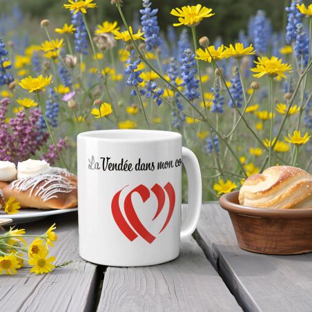 Mug Vendée dans mon cœur - Tasse cadeau symbole Vendéen - 33 cL, Céramique - Imprimé en France