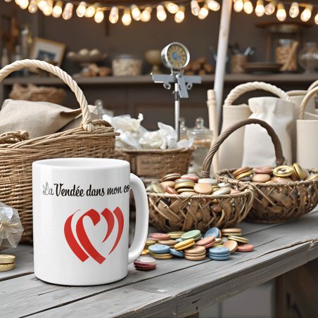 Mug Vendée dans mon cœur - Tasse cadeau symbole Vendéen - 33 cL, Céramique - Imprimé en France