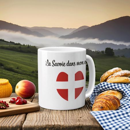 Mug Savoie dans mon cœur - Tasse cadeau symbole Savoie - 33 cL, Céramique - Imprimé en France