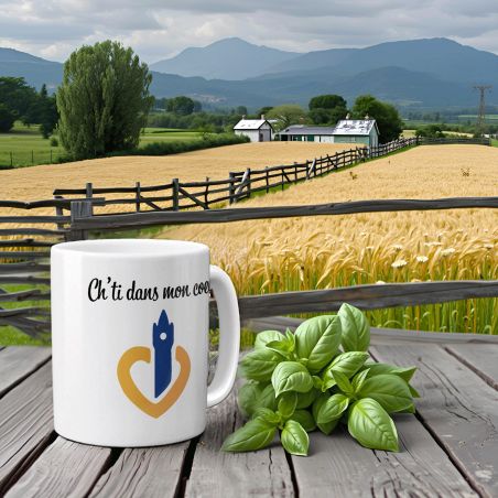 Mug Ch'ti dans mon cœur - Tasse cadeau Haut de France - 33 cL, Céramique - Imprimé en France