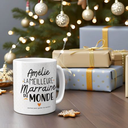 mugs et tasses à café : Mug personnalisable en céramique - Meilleure Marraine du Monde - 33 cl, Céramique - Imprimé en France