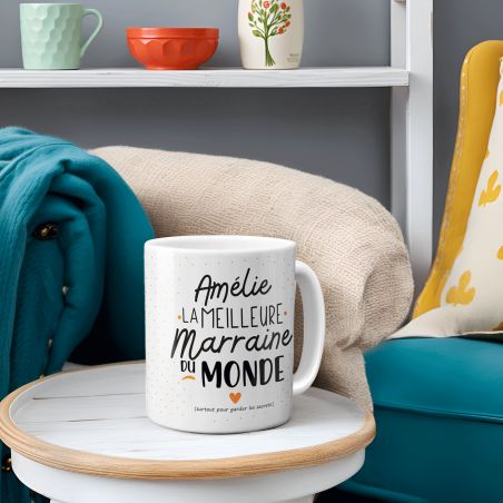mugs et tasses à café : Mug personnalisable en céramique - Meilleure Marraine du Monde - 33 cl, Céramique - Imprimé en France